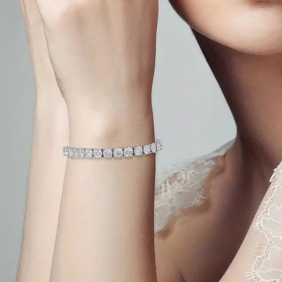 925 Sterling Silver CZ Diamond Tennis Bracelet - Picture 10 of 13